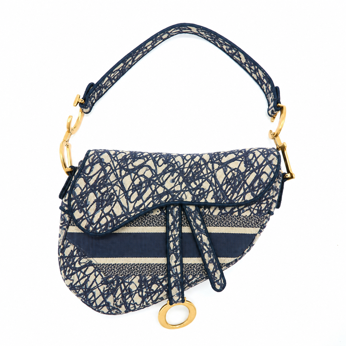SADDLE BAG BLUE OBLIQUE EMBROIDERY