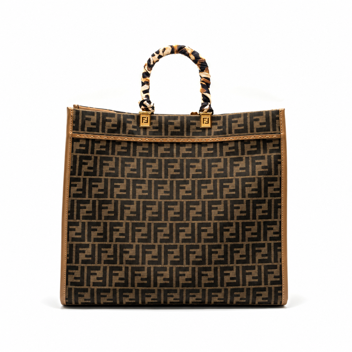 SUNSHINE LARGE TOTE SHOPPER JACQUARD FABRIC BROWN