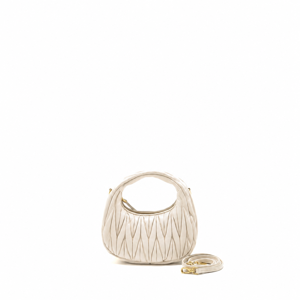 WANDER MATELASSE MINI HOBO BAG NAPPA LAMBSKIN WHITE